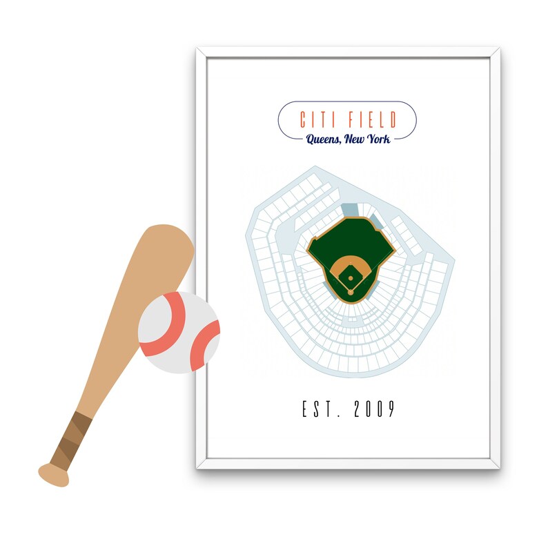 New York Mets, Citi Field Stadium Map, Digital Download, Baseball Fan ...