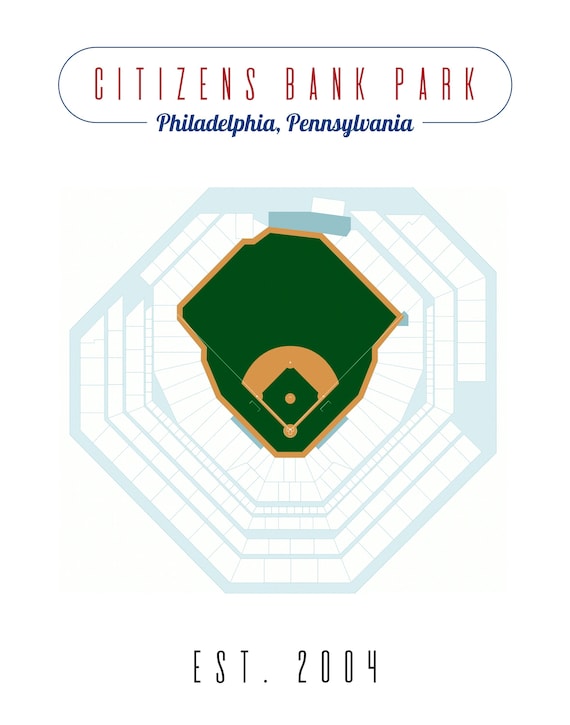 Philadelphia Phillies, Citizen Bank Park Stadium Map, Digital Download,  Baseball Fan Art, South Philly, Man Cave, Gift for Dad