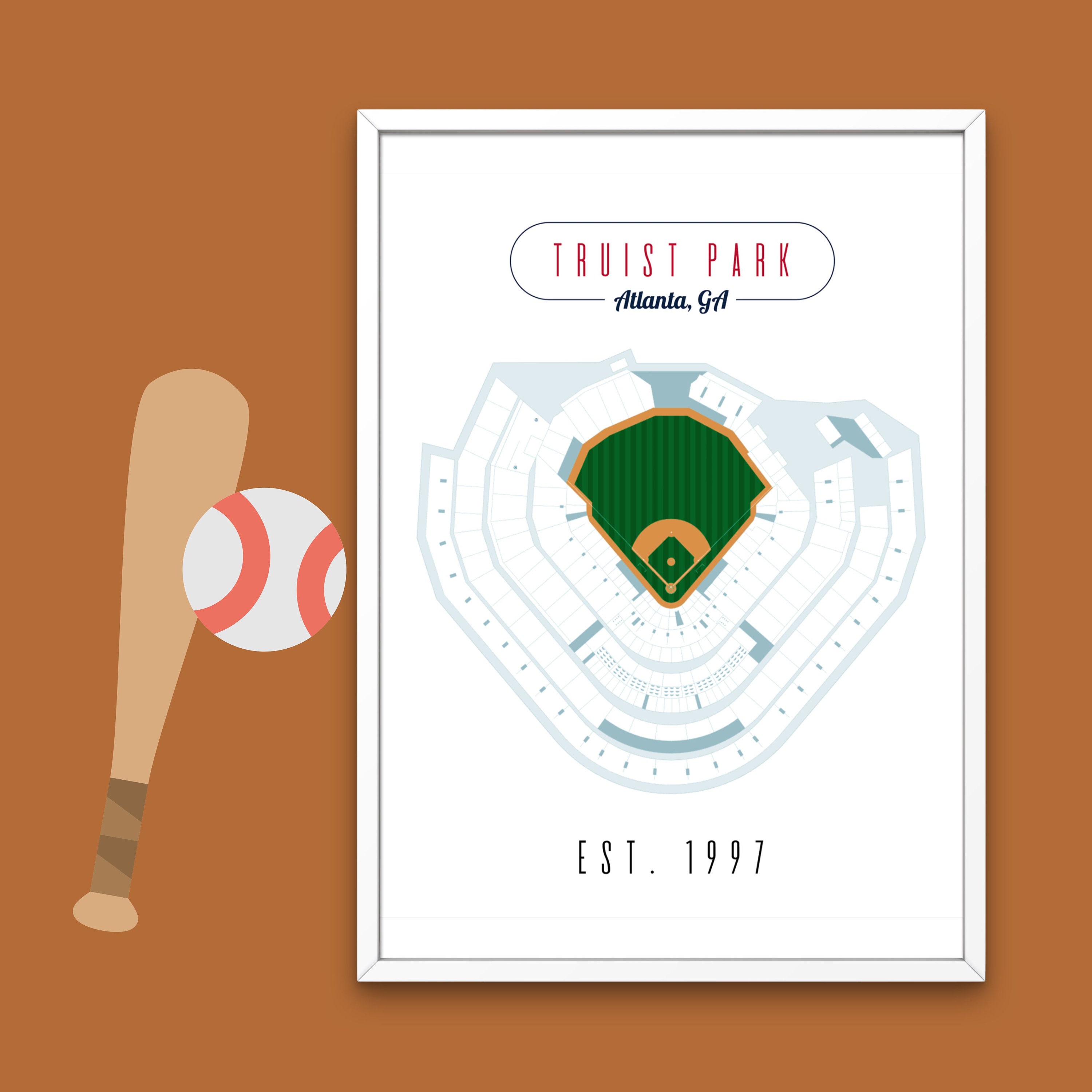 Atlanta Braves Truist Park Stadium Map Digital Download 