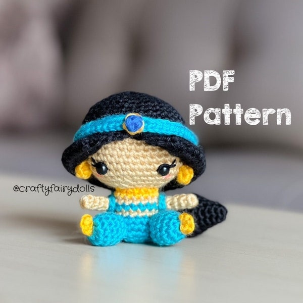 Crochet Jasmine Doll Aladdin Amigurumi Pattern Fairytale Princess in English