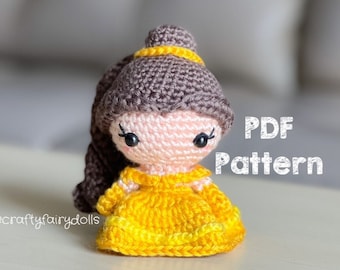 Patrón de amigurumi de la muñeca Bella de La Bella y la Bestia para ganchillo - Princesa de cuento de hadas (en inglés)