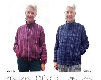 GW JA013 S-XL Instant Download- please read description box before ordering. Loose jacket, separating zipper, collar, pockets, hem options