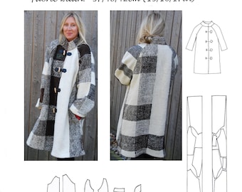 GW C001  Instant Download S/M/L- please read description box before ordering. Lined, raglan sleeved coat pattern, pockets, for narrow fabric