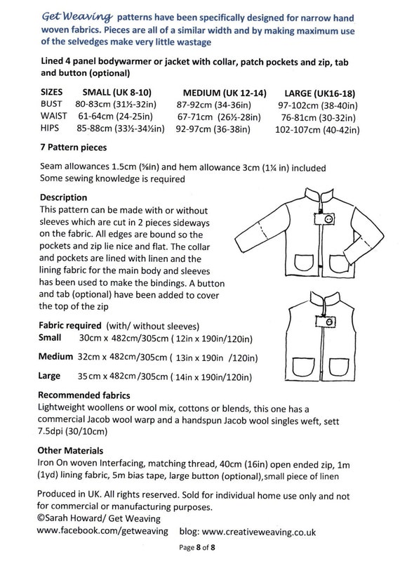 Gw Ve003 S M L Lined Handwoven Bodywarmer Or Jacket With Etsy Gw Ve003 S M L Lined Handwoven Bodywarmer Or Jacket With Etsy