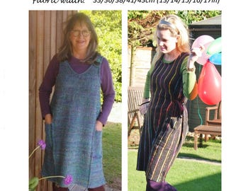 GW DR006  S-XXL Instant Download, please read description box before ordering. Lined dress, patch pockets, straps, for narrow fabric