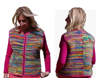 GW VE004 S/M/L original sewing pattern for handwoven bodywarmer designed especially for narrow fabric by Sarah Howard