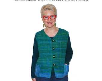 GW VE001 S-XL Instant Download- please read description box before ordering. Lined vest with pockets and a choice of fastenings.