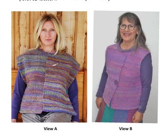 GW T006 S - 5XL loose overtop with button fastening and knitted neckband. Original sewing pattern for handwoven fabrics by Sarah Howard