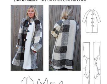 GW C001 S/M/L origineel gevoerd jaspatroon met raglanmouwen voor smalle, handgeweven stof van Sarah Howard