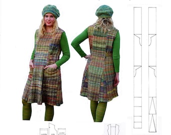 GW DR001 S-XL Instant Download- please read description box before ordering. Six panel dress with godets, sewing pattern for narrow fabric