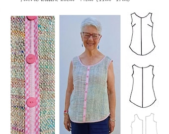 GW T013 S-4XL simple vest, bust darts, centre front and back seam, bias taped neckline, armholes and shaped hem; optional seam decoration