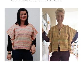 GW T003 S-4X sewing pattern all sizes simple, unlined overhead or open front top for narrow handwoven fabric by Sarah Howard