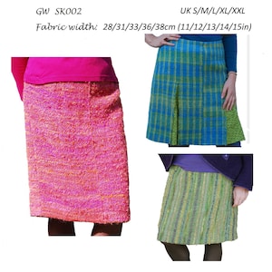 GW SK002 S-XXL original lined skirt sewing pattern for narrow handwoven fabric by Sarah Howard