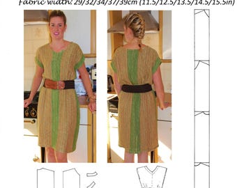 GW DR002 S-XXL Instant Download- please read description box before ordering. Simple V neck 4 panel dress with elasticated waist.