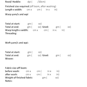 Instant download, 5 sheets from Sarah Howard to help with your weaving.