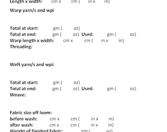 Instant download, 5 sheets from Sarah Howard to help with your weaving.