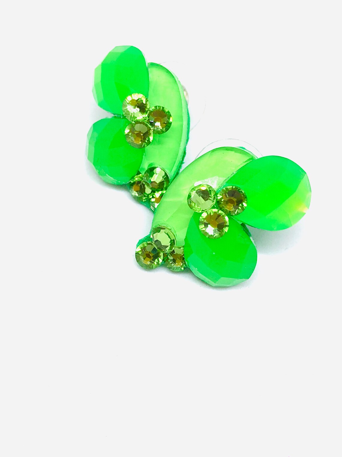 Bright Green Crystal Stud Earrings Etsy