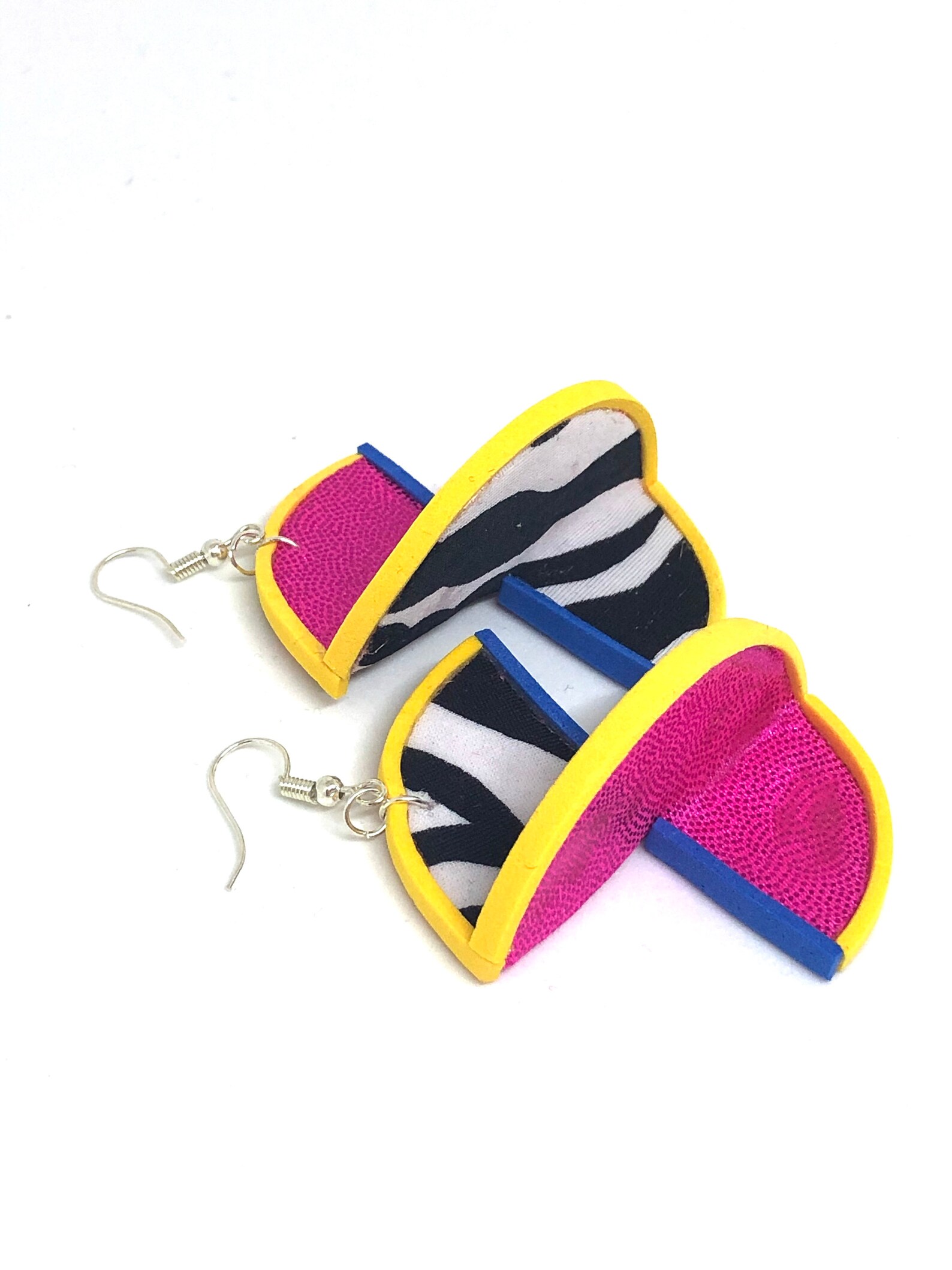 Bright Pink & Zebra 3D Dangle Earrings Etsy UK