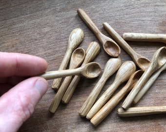 Handmade Reclaimed Oak Tiny Spoon: Salt Pig, Spice, Honey (3"/75mm)