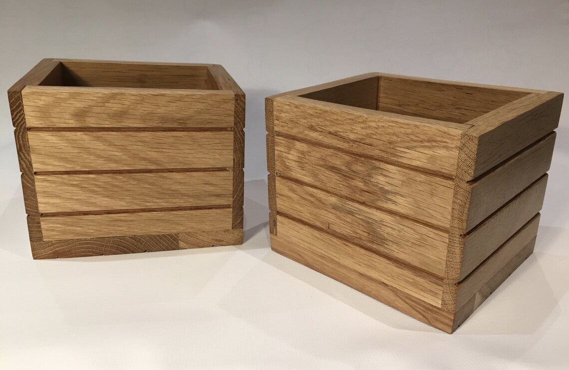 Handmade Reclaimed Oak Simple Wooden Box Desk Tidy Caddy Etsy UK