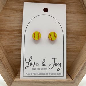Softball Plastic Post Earrings | For sensitive ears | Metal-free earrings | Hypoallergenic