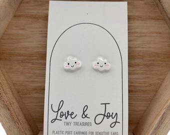 Clouds Plastic Post Earrings | Hypoallergenic Earrings