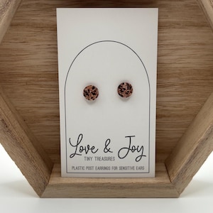Sparkle, Leopard Print Plastic Post Earrings | For sensitive ears | Metal-free earrings | Hypoallergenic