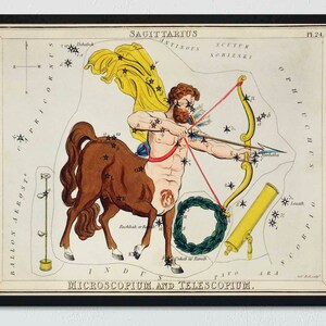 Impression d'art Sagittaire - oeuvre d'art murale astrologie - carte du ciel du zodiaque - cadeau pour Sagittaire - poster constellations du ciel nocturne