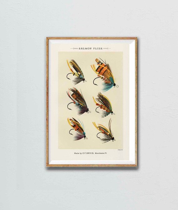 Salmon Flies Vintage Orvis Fly Fishing Print Fly Fisherman Art Fly