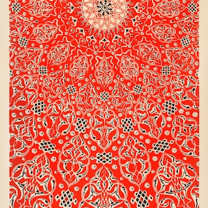 Turkish Art Print Vintage Reproduction Turkish Design from the Grammar of Ornament Red Wall Art Oriental Pattern in 11X17 or 13X19 image 2