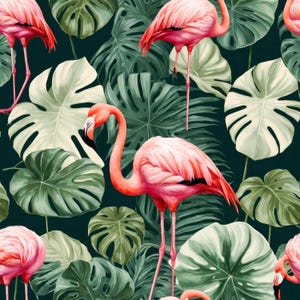 26 Art-Deco-Tapeten, Pink Flamingo Tapeten, Vintage Art Deco, Küstentapeten, Retro-Tapeten, tropische Tapeten, Florida-Tapeten