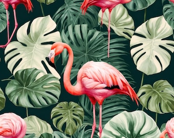 26 art deco wallpaper, Pink Flamingo Wallpaper, Vintage Art Deco, coastal wallpaper, retro wallpaper,  tropical wallpaper, florida wallpaper