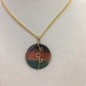 Gold Handmade Wire-Wrapped Beaded Pendant