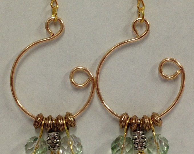 Green and gold hoop earrings Clearance