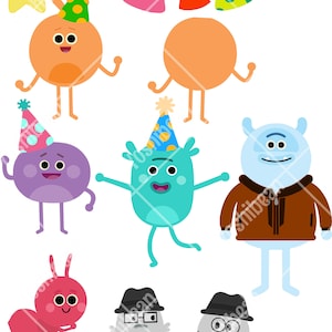 Bumble Nums party SVG with supporting characters