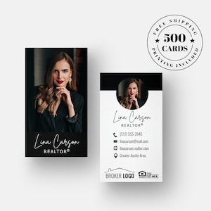 Tarjeta de presentación inmobiliaria / 500 tarjetas de presentación impresas para agentes inmobiliarios profesionales / Diseño personalizado de marca y marketing inmobiliario para agentes