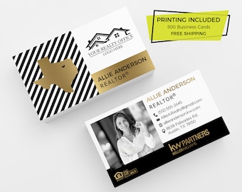 Grey Purple Rose Gold Realtor Business Card 500 Printed Etsy