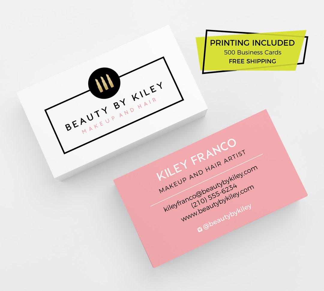 Modern Beauty Business Card 500 Printed Business Cards Custom Calling