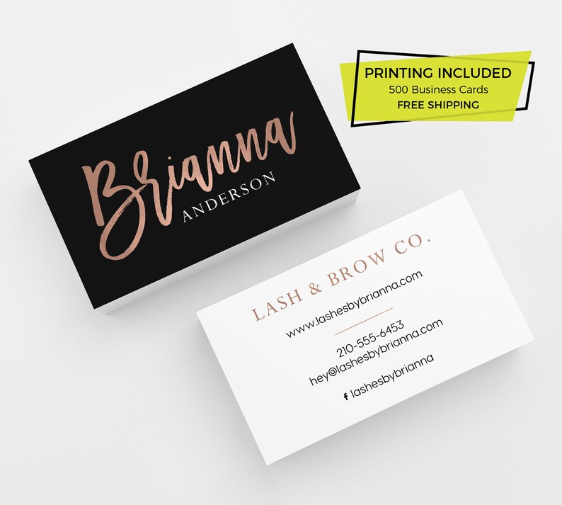 Black Rose Gold Faux Foil 500 Business Cards Printed Etsy