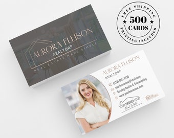 Real Estate Business Card | 500 Printed Business Cards for Professional Realtor | Personalized Brand and Realty Marketing Design for Agents