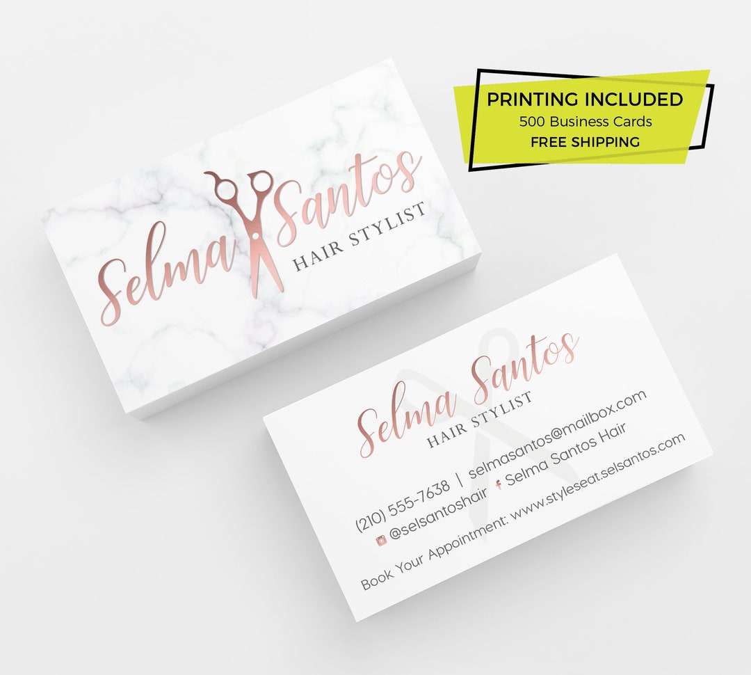 Pink Rose Gold Hair Stylist Business Card 500 Printed Business - Etsy Sweden