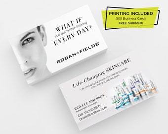 Rodan & Fields Business Card 500 Printed Business Cards Template Personalized Calling Card Skincare R+F Consultant Mini Facial Marketing Set