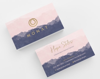 Blush & Navy Monat Business Cards 500 Printed Business Cards Personalized Calling Card Hair Care Card Marketing Faux Gold Foil Modern