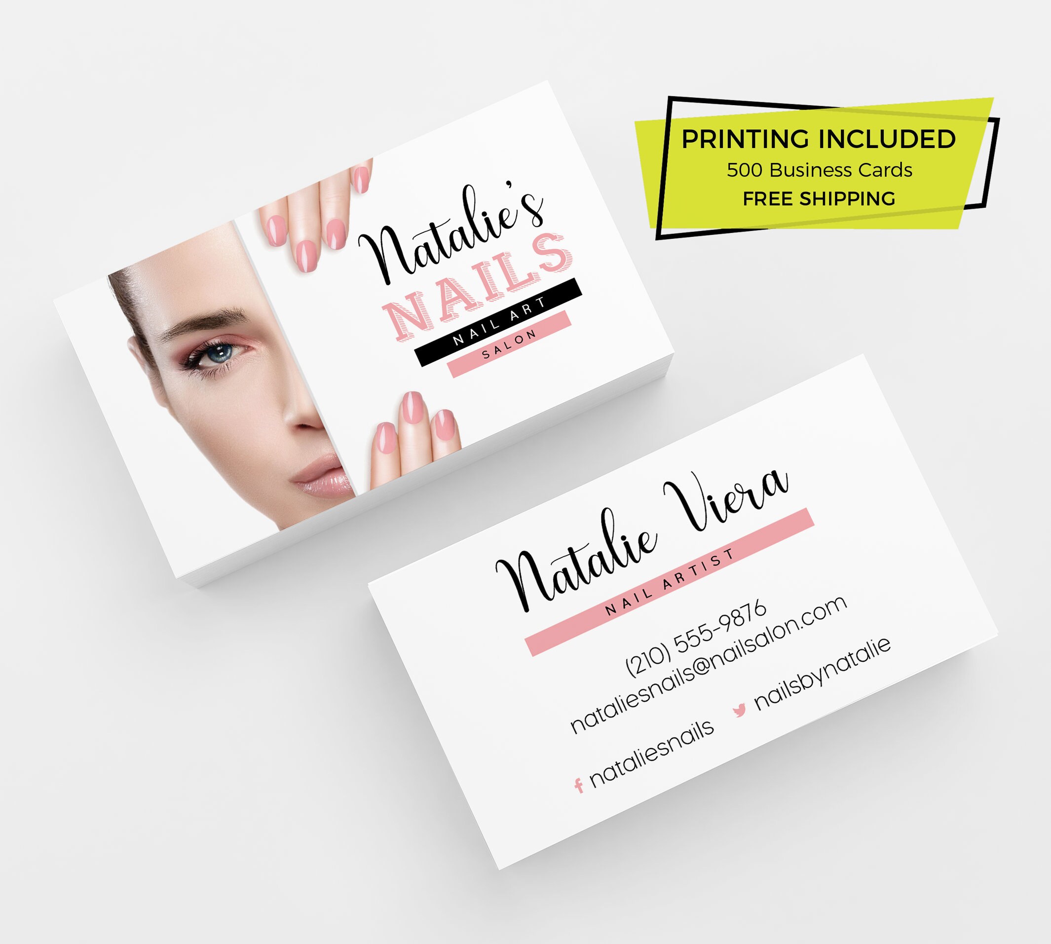 Nail Salon Business Card 500 Printed Business Cards Etsy Uk