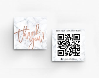 Thank You Business Card Printed Set of 500 Square Cards Scannable QR Code, Thanks For Your Purchase Card, Small Business Package Insert Card