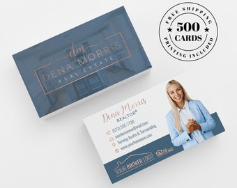 Real Estate Business Card | 500 Printed Business Cards for Professional Realtor | Personalized Brand and Realty Marketing Design for Agents