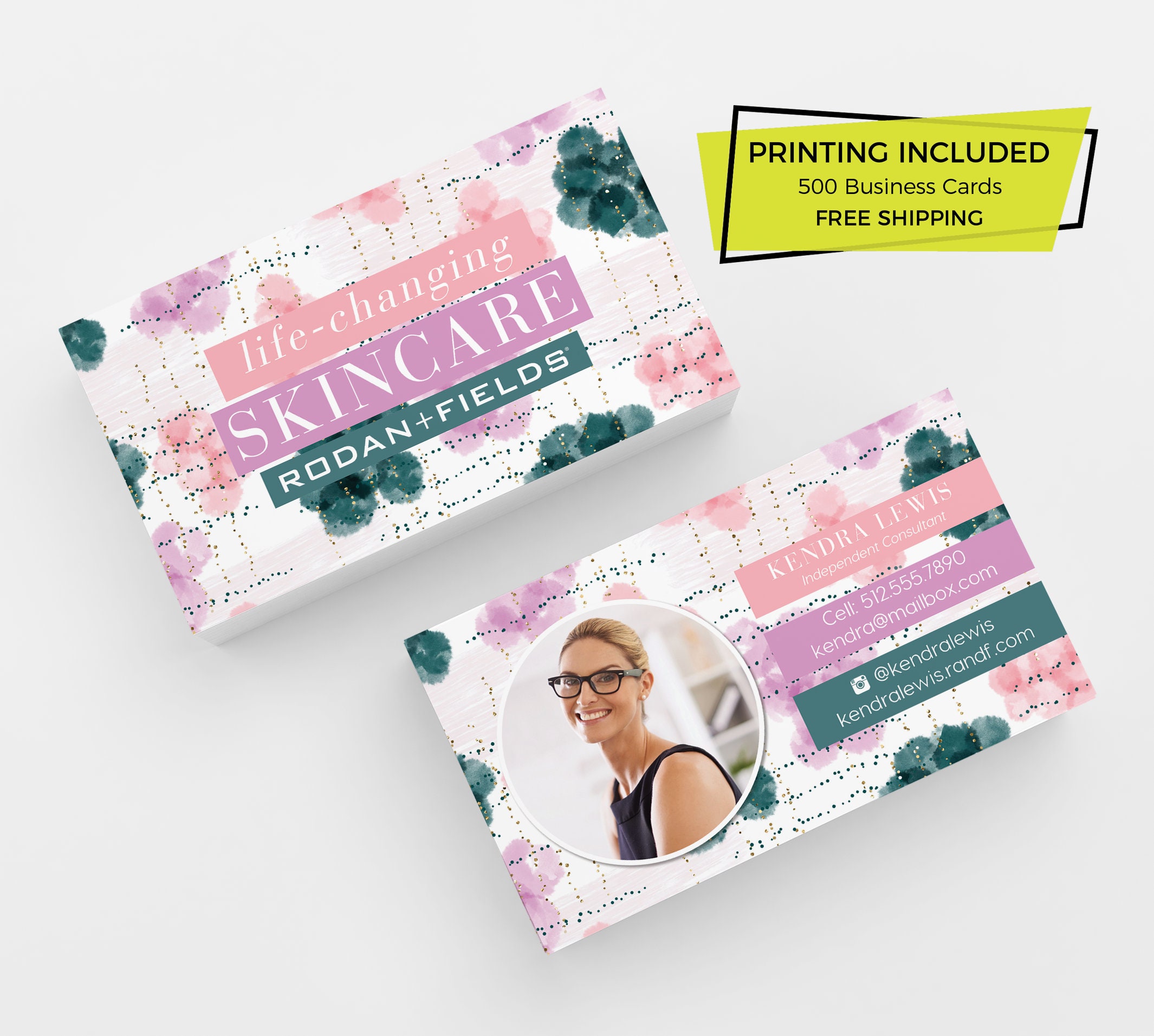 R+F Business Card 22 Printed Business Cards Template Personalized Custom  Calling Card Consultant Skincare Beauty Marketing Rodan and Fields Inside Rodan And Fields Business Card Template