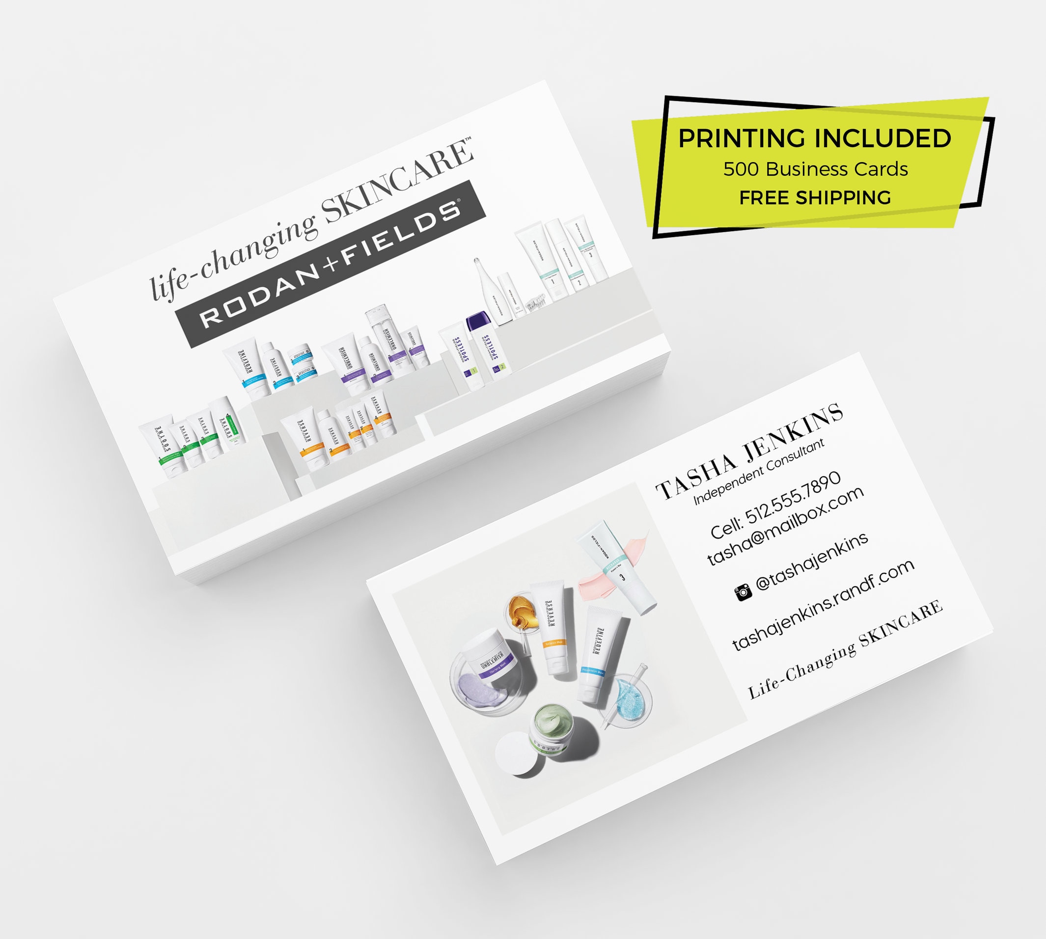 Rodan and Fields Business Card 23 Printed Business Cards Template  Personalized Custom Calling Card Consultant Skincare Beauty R+F Marketing With Rodan And Fields Business Card Template