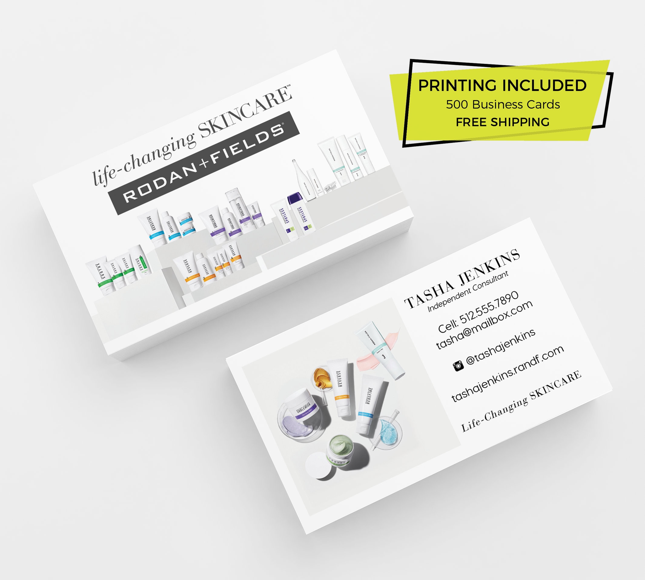 Rodan and Fields Business Card 22 Printed Business Cards Template  Personalized Custom Calling Card Consultant Skincare Beauty R+F Marketing Inside Rodan And Fields Business Card Template