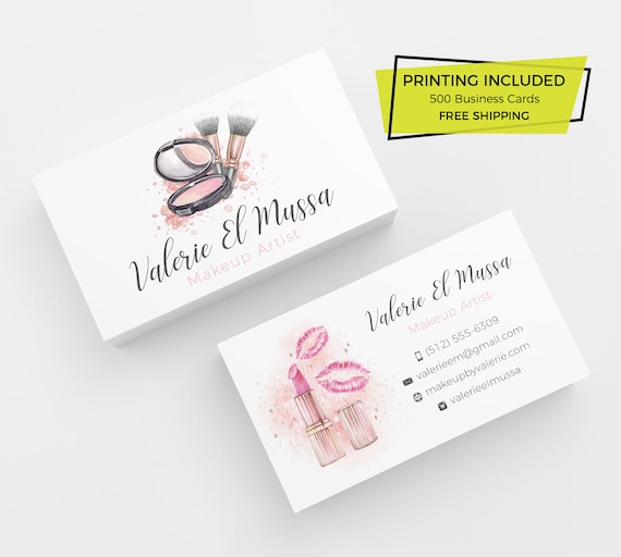 Beauty Makeup Artist Business Card 500 Printed Business Cards Etsy